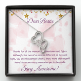 Dear Bestie Double Hearts Necklace Message Card