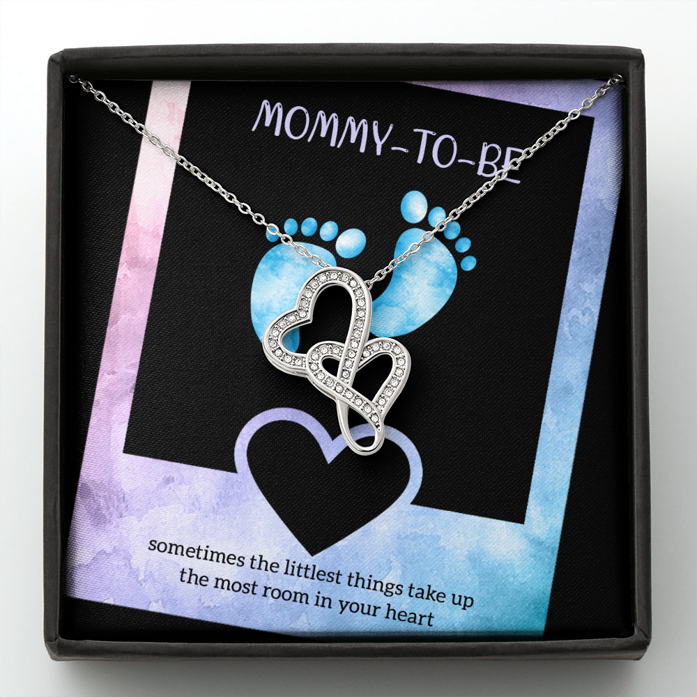 Mommy-To-Be Double Hearts Necklace Message Card