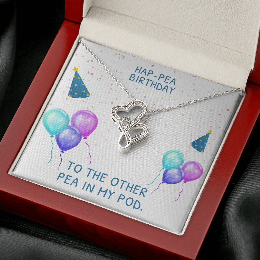Happy Birthday Double Hearts Necklace Message Card