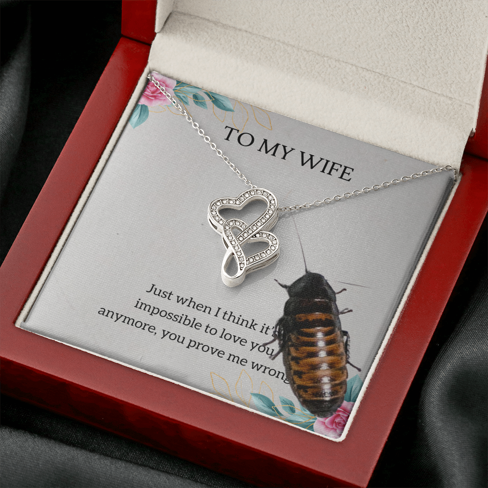 To My Wife Double Hearts Necklace Message Card
