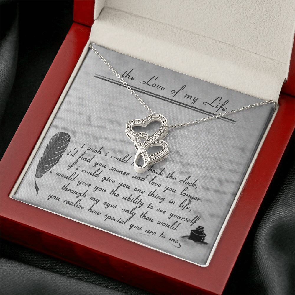 To The Love Of My Life Double Hearts Necklace Message Card