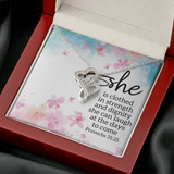 She Forever Double Hearts Necklace Message Card