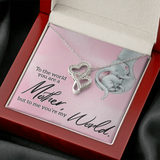The Best Mom Double Hearts Necklace Message Card