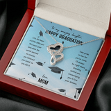To My Amazing Daughter Double Hearts Necklace Message Card