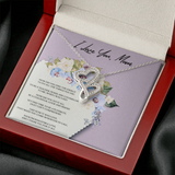 I Love You Mom Double Hearts Necklace Message Card