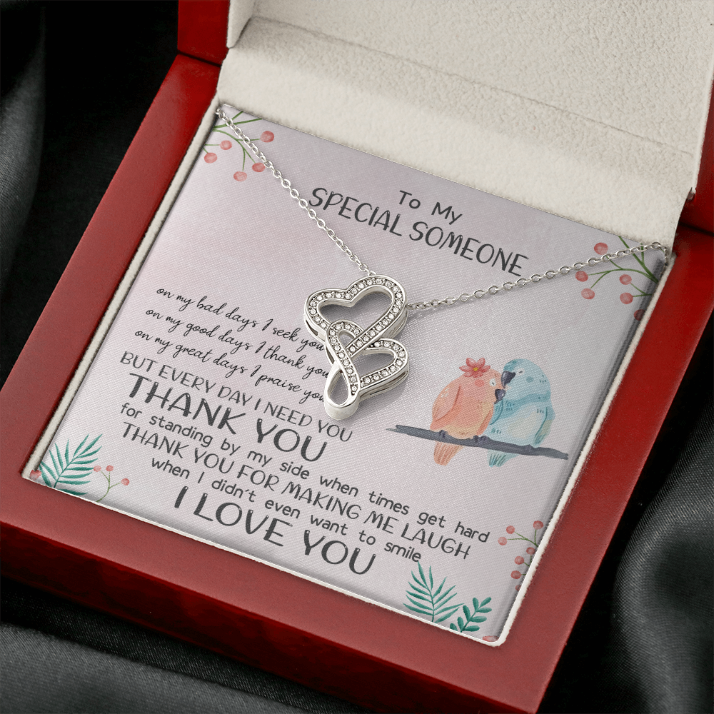 To My Special Someone Double Hearts Necklace Message Card