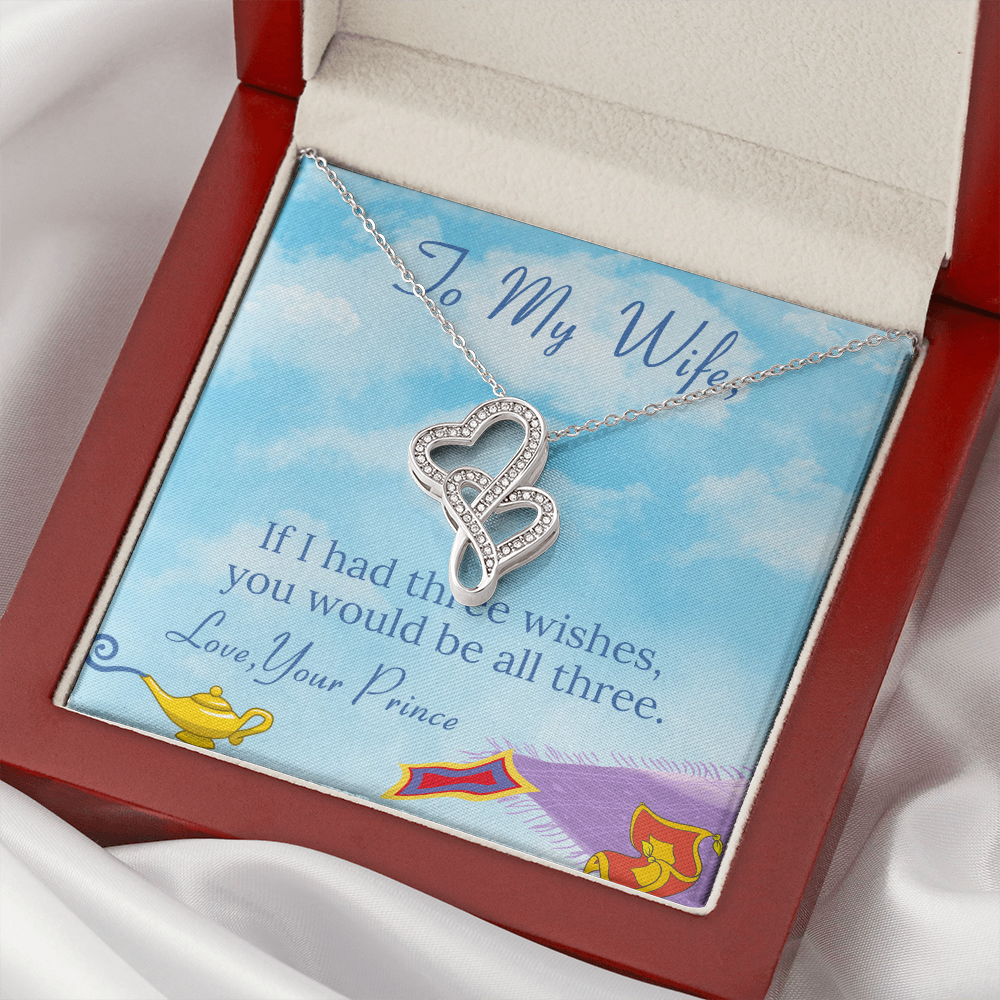 To My Wife Double Hearts Necklace Message Card