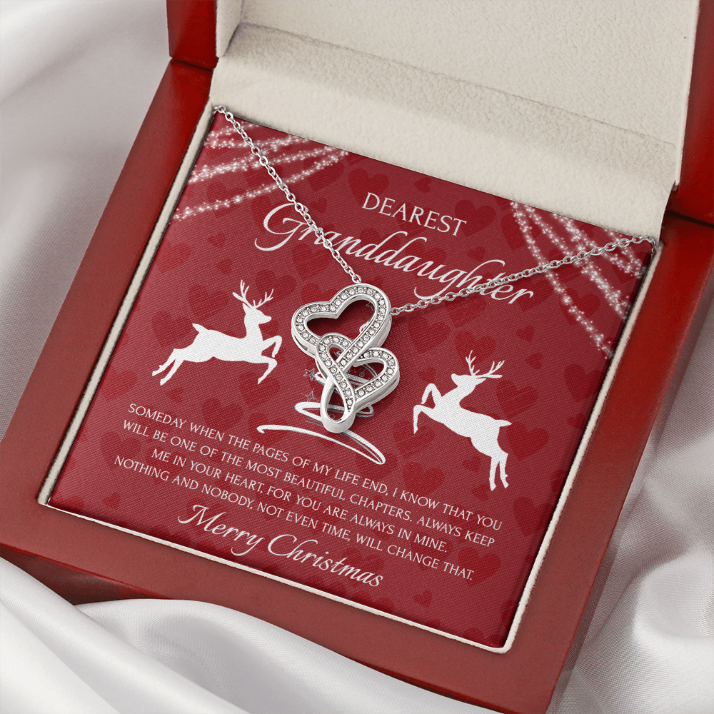 Dearest Granddaughter Double Hearts Necklace Message Card