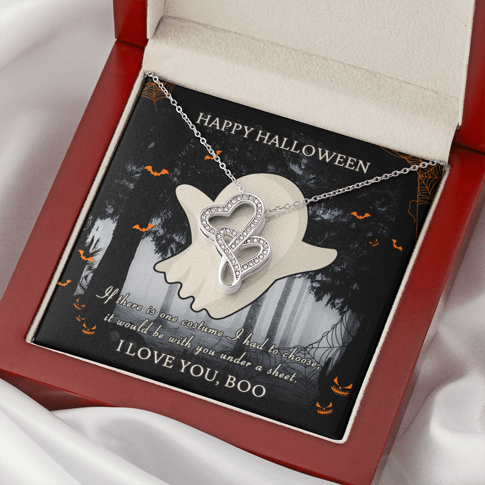 Happy Halloween Double Hearts Necklace Message Card