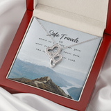 Safe Travels Double Hearts Necklace Message Card