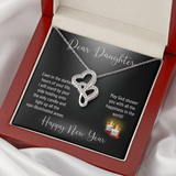 Dear Daughter Double Hearts Necklace Message Card