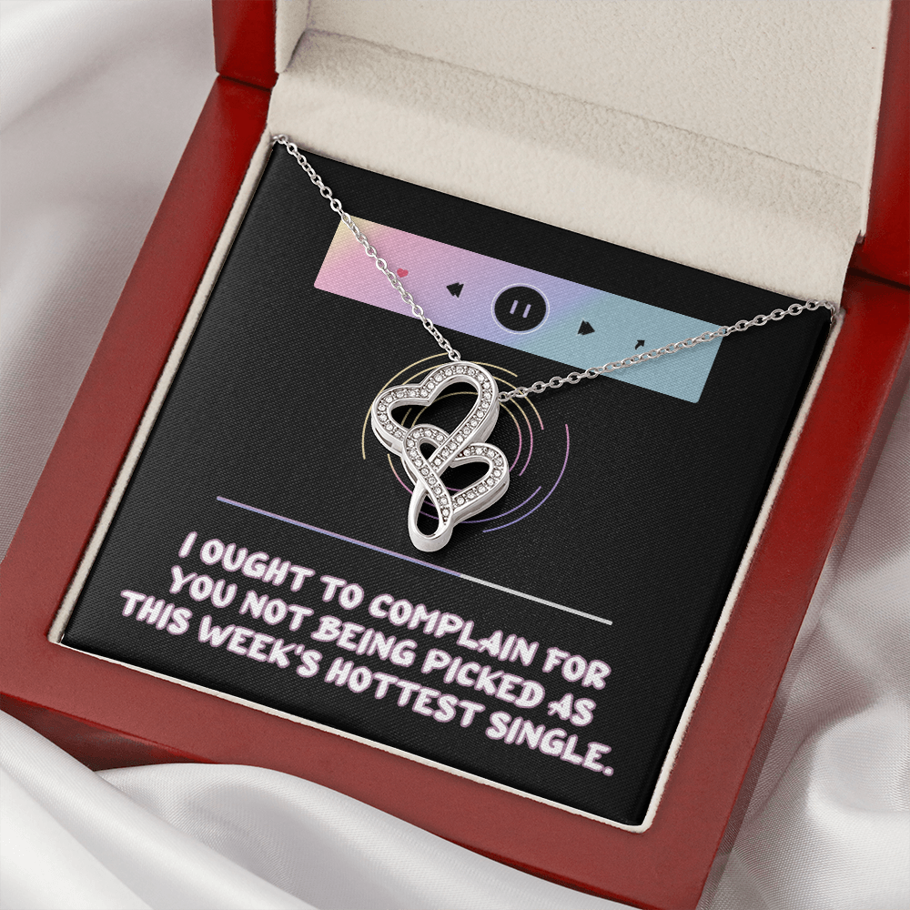 Hottest Girl Pick Up Line Double Hearts Necklace Message Card