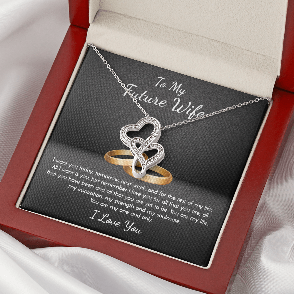 To My Future Wife Double Hearts Necklace Message Card