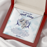 So Sorry For Your Loss Double Hearts Necklace Message Card