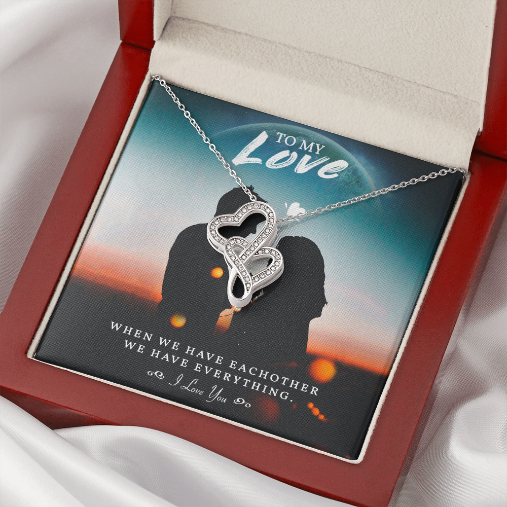 To My Love Double Hearts Necklace Message Card