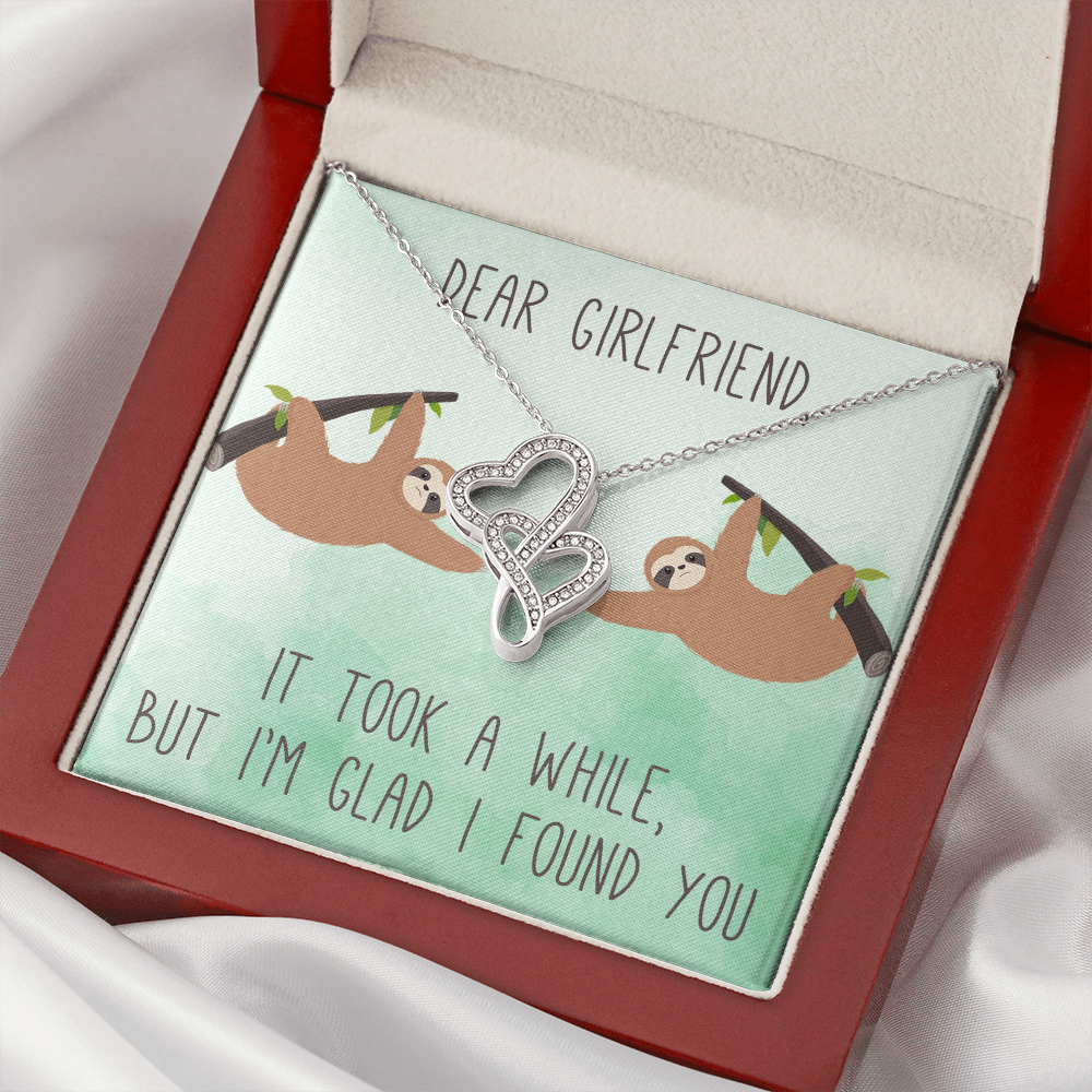 Dear Girlfriend Double Hearts Necklace Message Card