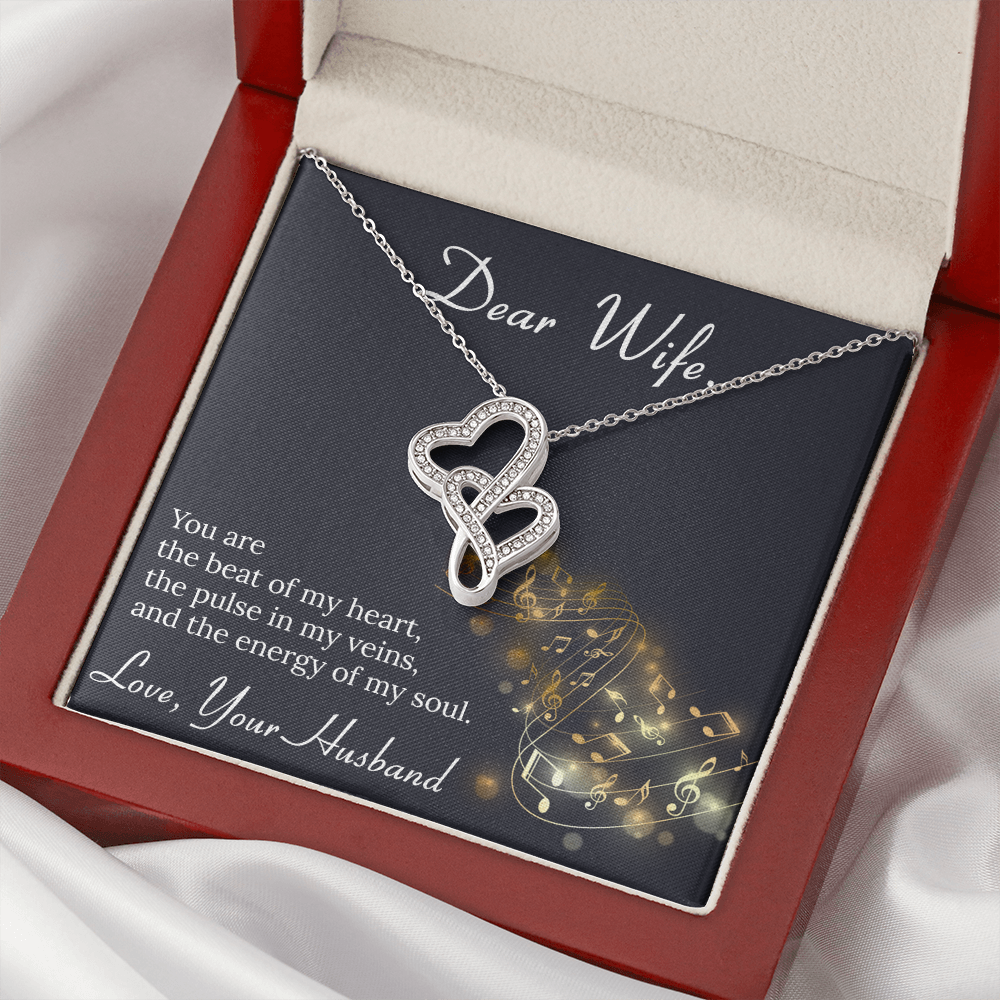Dear Wife Double Hearts Necklace Message Card