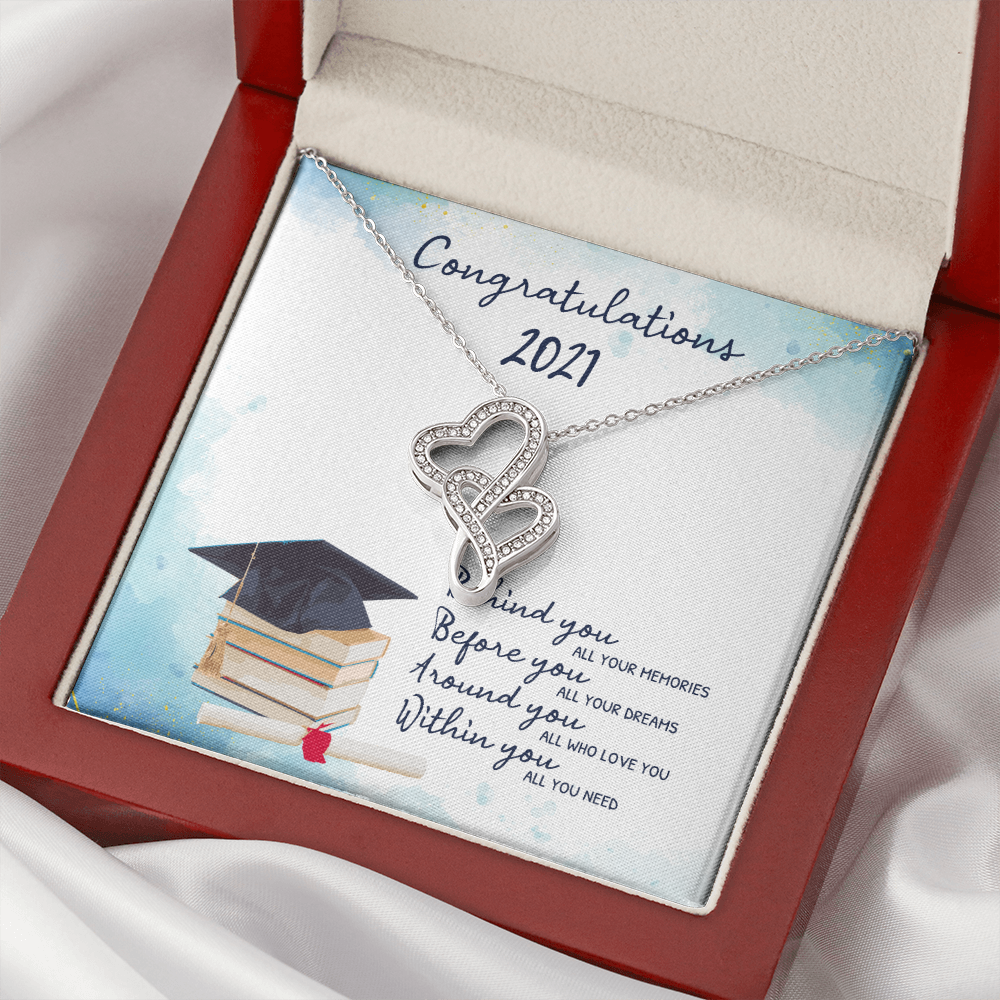 Congratulations Double Hearts Necklace Message Card