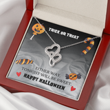 Trick Or Treat Double Hearts Necklace Message Card