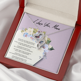 I Love You Mom Double Hearts Necklace Message Card