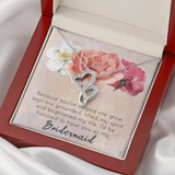 Bridesmaid Double Hearts Necklace Message Card