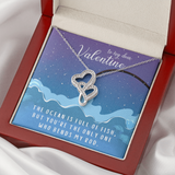 To My Dear Valentine Double Hearts Necklace Message Card