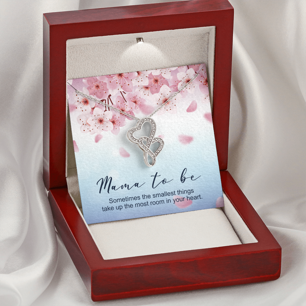 Mama To Be Double Hearts Necklace Message Card