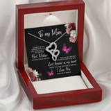 To My Mom Double Heart Necklace Message Card