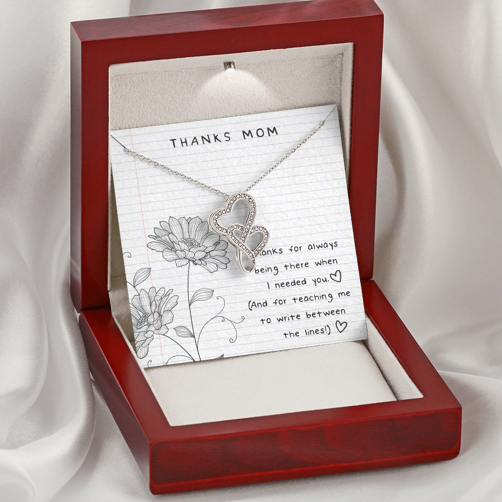 Thanks Mom Double Heart Necklace Message Card