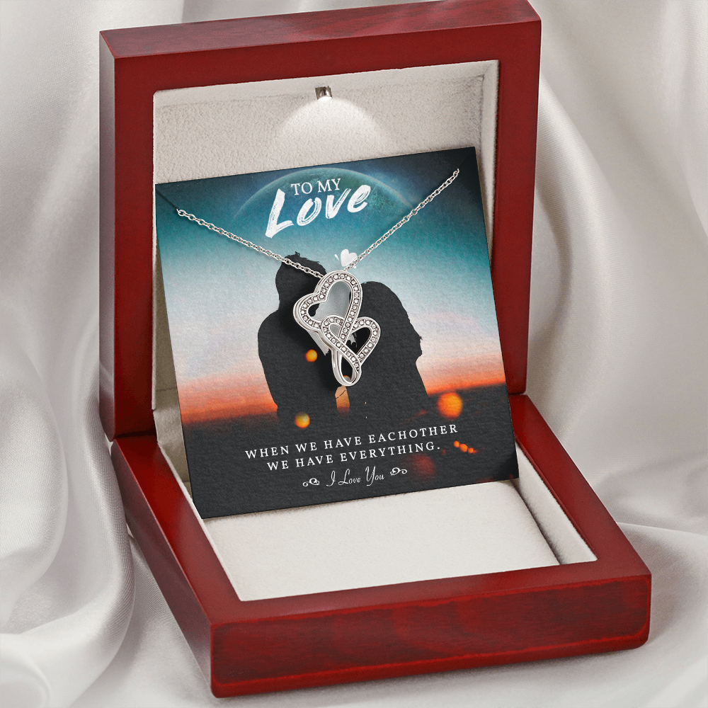 To My Love Double Hearts Necklace Message Card