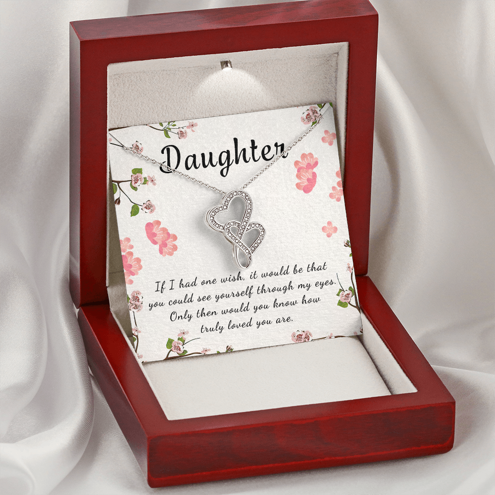 Daughter Double Hearts Necklace Message Card