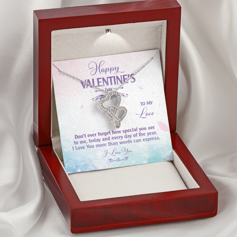 To My Love Double Hearts Necklace Message Card