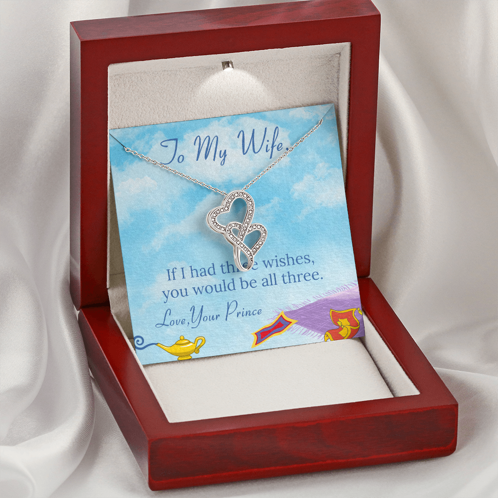 To My Wife Double Hearts Necklace Message Card