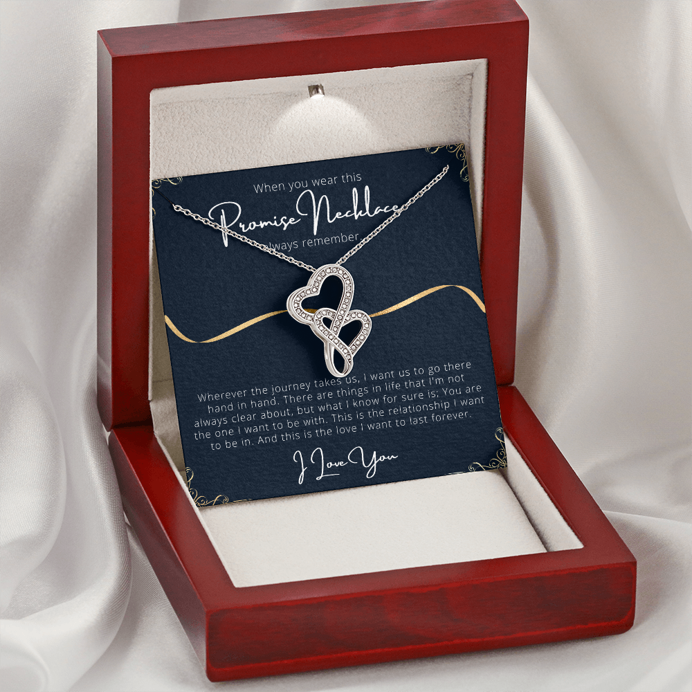 Promise Double Hearts Necklace Message Card