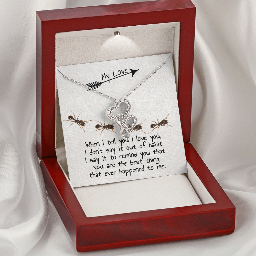 My Love Double Hearts Necklace Message Card