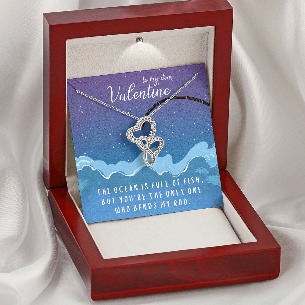 To My Dear Valentine Double Hearts Necklace Message Card