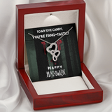 To My Eye Candy Double Hearts Necklace Message Card