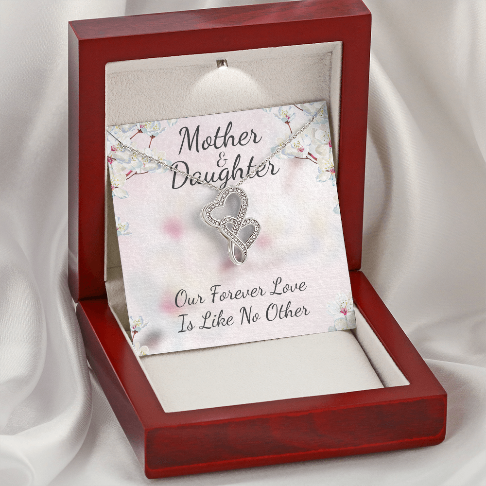 Mother & Daughter Double Hearts Necklace Message Card