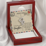 To My Beautiful Daughter Double Hearts Necklace Message Card