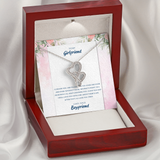 To My Girlfriend Double Hearts Necklace Message Card