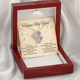Happy New Year Double Hearts Necklace Message Card
