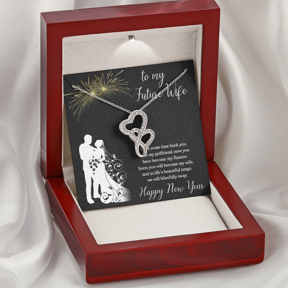 To My Future Wife Double Hearts Necklace Message Card