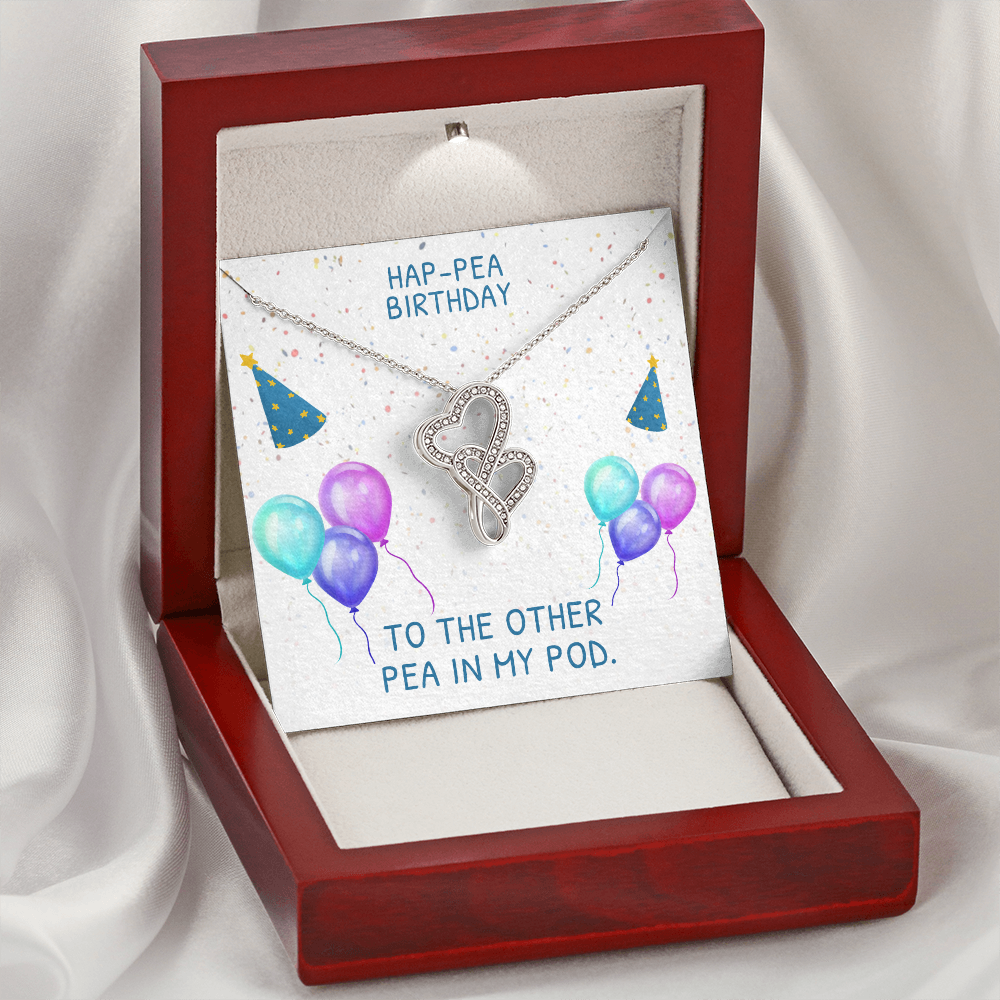 Happy Birthday Double Hearts Necklace Message Card
