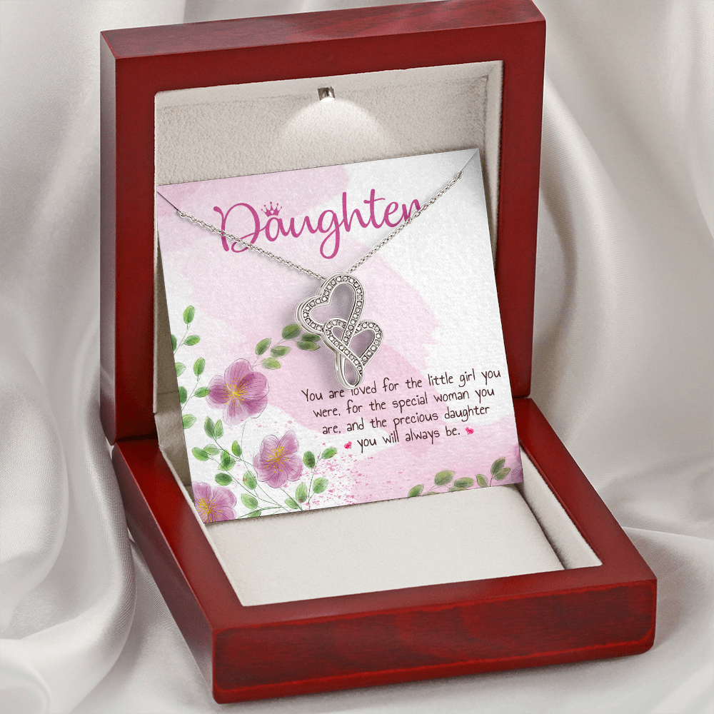Daughter Double Hearts Necklace Message Card