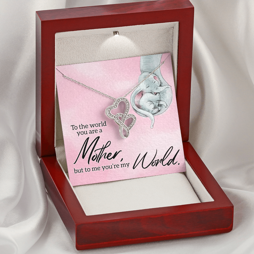 The Best Mom Double Hearts Necklace Message Card