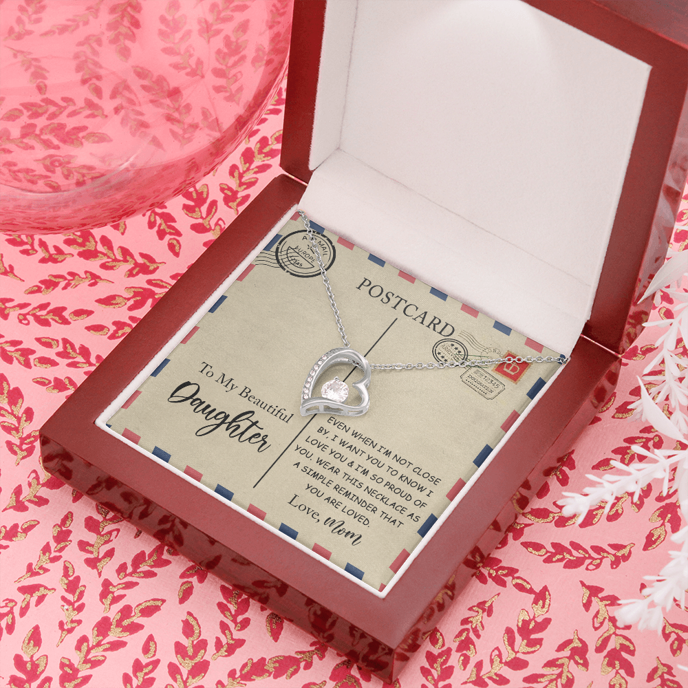 To My Beautiful Daughter Forever Love Necklace Message Card
