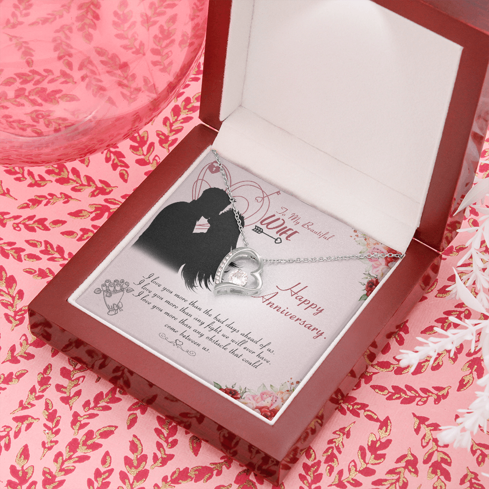 To My Beautiful Wife Forever Love Necklace Message Card