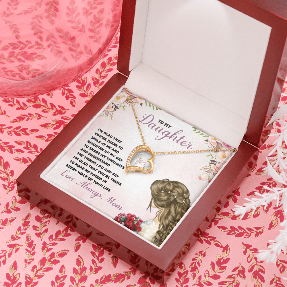 To My Daughter Forever Love Necklace Message Card