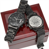 To My Man Engraved Design Black Chronograph Watch for Husband