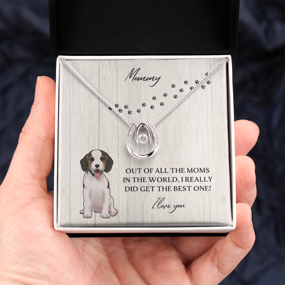 Dog Mommy Lucky in Love Necklace Message Card
